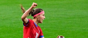 Kamila Dubcová slaví gól v zápase proti Belgii