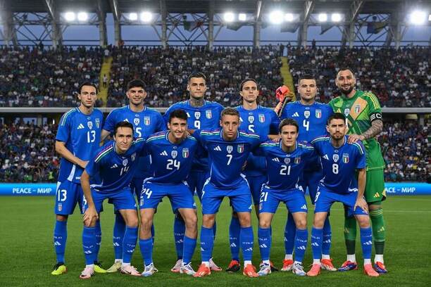 Italský národní tým před přípravným zápasem s Bosnou a Hercegovinou