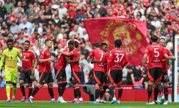 Fotbalisté Manchesteru United před zápasem Community Shield