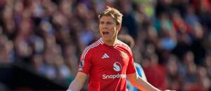 Rasmus Højlund během utkání proti Manchesteru City, 31. kolo Premier League 2024–25 Rasmus Højlund během utkání proti Manchesteru City, 31. kolo Premier League 2024–25