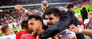 Michal Ďuriš (Spartak Trnava) se raduje z výhry nad Slovanem Bratislava Michal Ďuriš (Spartak Trnava) se raduje z výhry nad Slovanem Bratislava