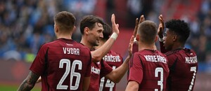 Sparťané se radují z gólu do sítě Baníku Sparťané se radují z gólu do sítě Baníku