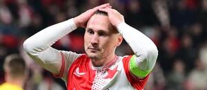 Jan Bořil při nevydařeném duelu Slavie se Zlínem Jan Bořil při nevydařeném duelu Slavie se Zlínem